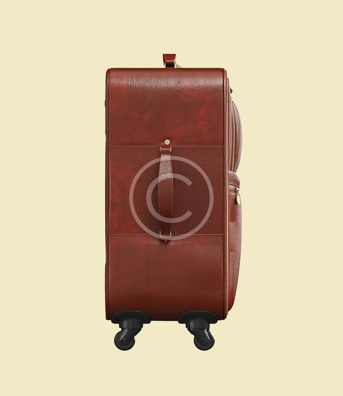 Brown leather travel suitcase - Image 2